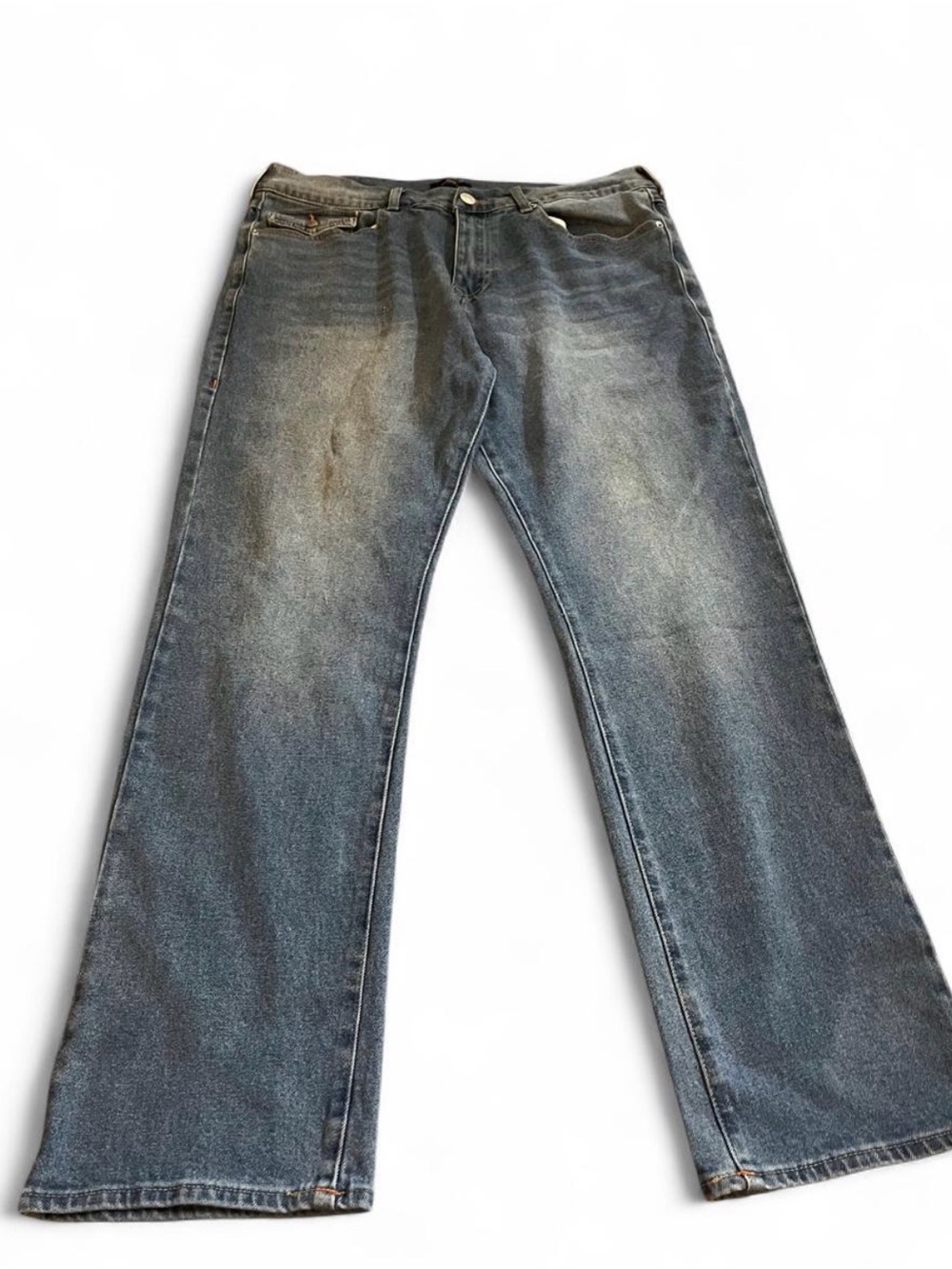 Men’s True Religion Relaxed Straight Ricky Blue Denim Jeans Size 36